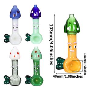 Tuberías de fumar con vidrio en forma de hongo con tazón hojas de tobogán hojas de tabaco tubería de hierbas secas transparentes tuberías de humo pequeñas 103 mm 5 colores