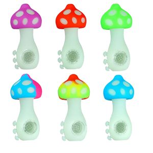 Paddestoel Siliconen Roken Hand Pijpen 2 in 1 NC 10mm Tip Draagbare Rook en Dab Apparaat Sigaret Accessoires Lichtgevende Glow in Dark