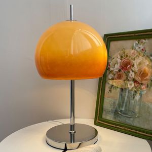 Lámparas de mesa con forma de seta, lámpara de escritorio de cristal blanco y naranja, Luz de suelo para sala de estar, decoración de cabecera de dormitorio, accesorio de iluminación