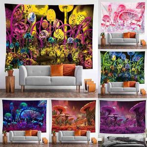 Paddestoelen kleurrijke muur tapijt slaapkamer woonkamer decoratie natuur achtergrond stoffen huis decor muurschildering j220804