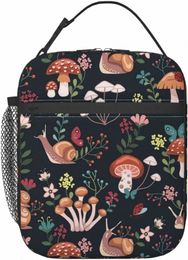 Champignons escargots Sac à lunch papillons Kawaii Sac à lunch Boîte à lunch pour femmes sacs pour adultes réutilisables pour femmes portables K8ZX #