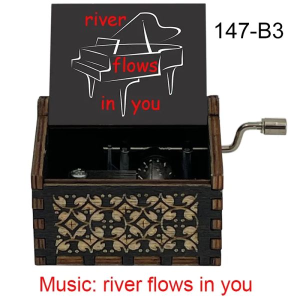 Music Box River coule dans votre boîte en bois à main Box Classic Piano Guitar Chanson Beau cadeau pour le meilleur ami Birthday Family Holiday Party