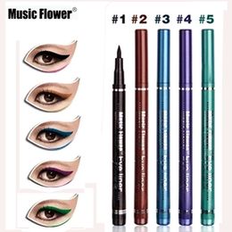 Music Flower Brand Makeup Eyeliner 5 Color Liquid Eye Douner Crayon Crayon Maquillage Cosmetic Termoproofing Soft Fine Eye Low