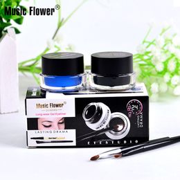 Muziekbloemoogmake-up 2 in 1 bruine zwarte gel eyeliner crème waterdichte romige textuur eye voering set met borstels