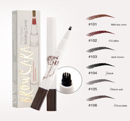 Muziek Bloem Vloeibare Wenkbrauw Pen Wenkbrauw Enhancer 6 Kleuren Vier Hoofd Enhancer Waterdicht drop7465796