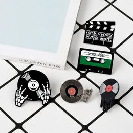 Musique Flux en émail en émail personnalisé vintage vinyle record broches badges bac à épingle à épingle sac de chemise punk bijoux pour amis