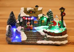 Music Glow Christmas Village House Scene 1 Rolling Figurines met LED -licht en muziekbatterij bediend en USB7171543