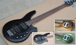 Musique M 5 String Bassbongo Bass Guitarblack Green Guitar Battery Packrosewood Fingerard Moon INAY24 Frethh Pickups4481631