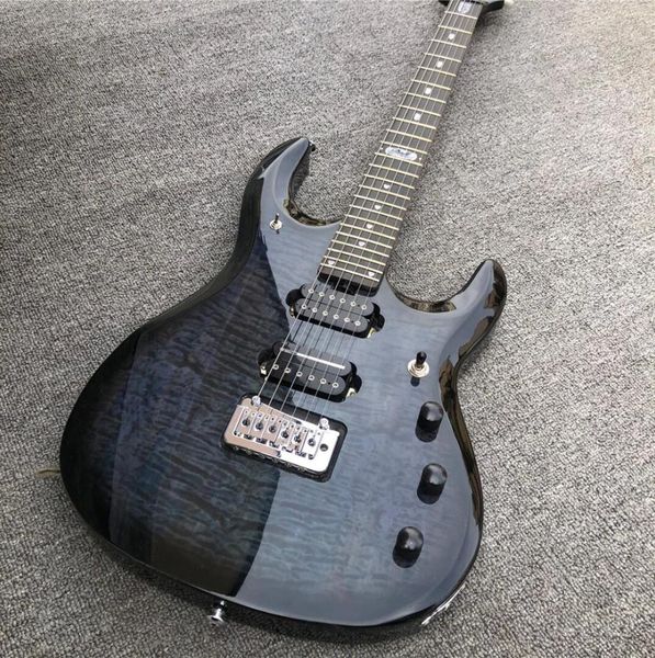 Music Man JPX John Petrucci Guitare électrique matelassée en érable bleu foncé avec pont Tremolo Whammy Bar, accordeurs verrouillables