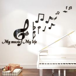 Note de musique acrylique 3D Stickers muraux pour salle de danse en classe bricolage Art décoration salon décor à la maison 240312