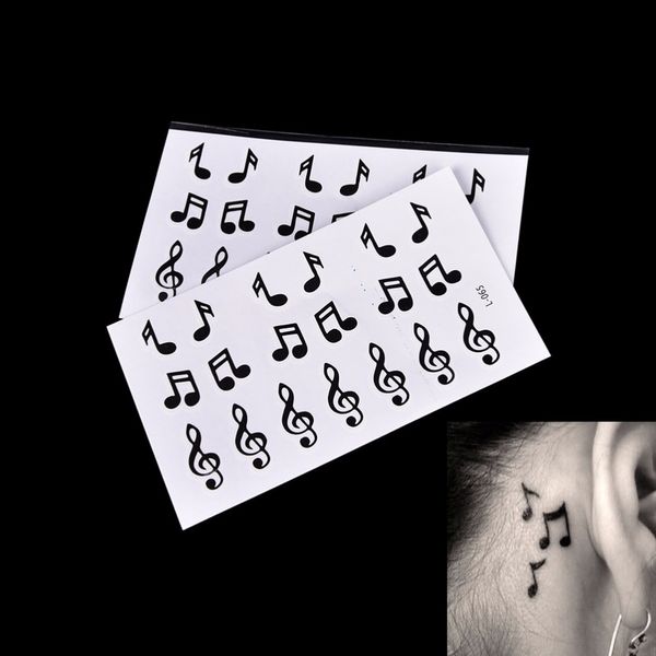 Note de musique Note de musique transfert d'eau faux tatouage Flash tatouage pour fille femmes hommes 10.5*6cm autocollant de tatouage temporaire étanche