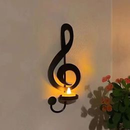 Note de musique applique murale bougeoir clé triple quart Double décoration artisanat pour la maison bureau décor Piano cadeaux 240301