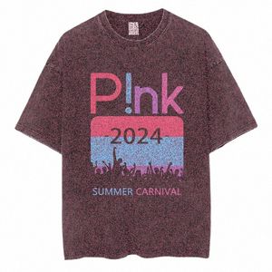 Music Singer Tour P! Nk SUMMER CARNIVAL 2024 Fan T-shirt Qualité Cott Hommes Femmes Vêtements Rock Rose Graphique T-shirts à manches courtes d21X #