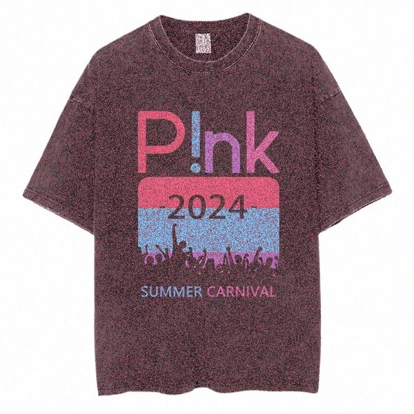 Música Cantante Tour P! Nk Verano Carnaval 2024 Camiseta Fan Calidad Cott Hombres Mujeres Ropa Rock Pink Gráfico Camisetas de manga corta d21X #
