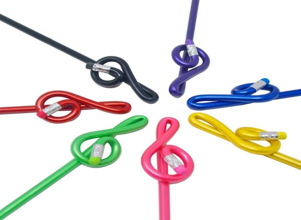 Música Treble Bent Pencils G Clef Pencil School Stationery Rainbow Color Pack de 7pcs Gifts9849505