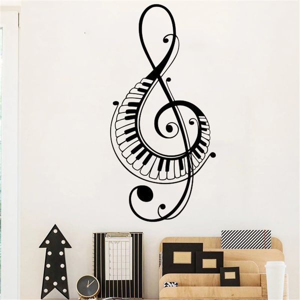 Musique Sticker Piano Clé Musique Symbole Musique Signe Sticker Mural Vinyle Étanche Autocollant Salle De Musique Maison Décoration Murale