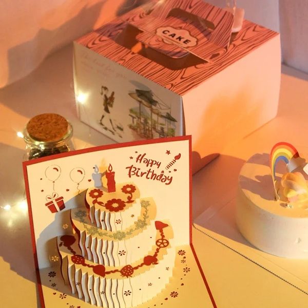 Tarjetas de felicitación de cumpleaños musicales Tarjeta de regalo emergente 3D con tarjetas de regalo de música led con decoraciones de boda sobre para mesas