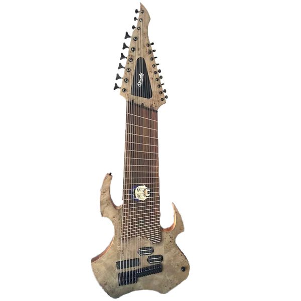 Instrumento musical Burl Flame Top Guitarra eléctrica de alta calidad Bajo eléctrico de 18 cuerdas Cuerpo de xilófono de caoba Diapasón de madera de rosa 6 cuerdas