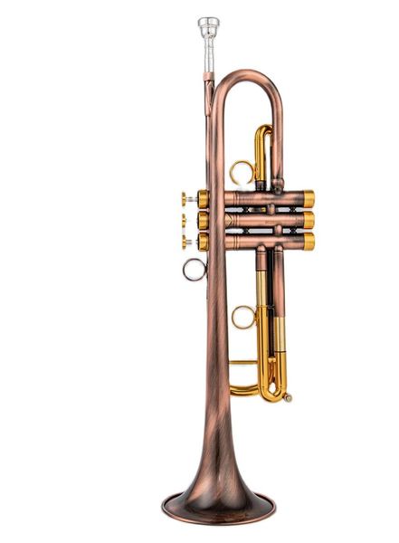 Instrumentos musicales Trompeta Bb de latón Superficie de simulación de cobre antigua única Inventario de trompeta Bb pequeña