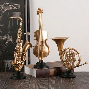 Instruments de musique miniatures résines artisanat music violon saxophone modèle figurines décoration de maison bibliothèque de salon de bureau 231222