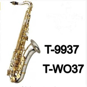 Instruments de musique Saxophone ténor T-WO37 Bb ton Nickel argent plaqué Tube or clé Sax avec étui embout gants