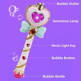 Muzikale light-up toverstaf machine blazer met flessen bubble oplossing, 2 instellingen, cadeau voor kinderen meisje LJ200908