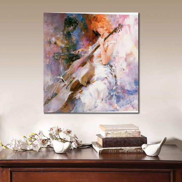 Lienzo de momentos musicales, arte hecho a mano, pintura de Willem Haenraets, figura impresionista, obra de arte para el arte de la pared del hogar