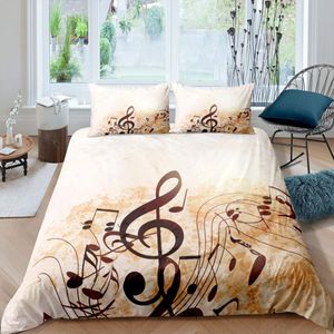 Nota musical Conjunto de ropa de cama Patrón de edredón Patrón para la música para adultos Tema de edredón en blanco y negro Tótula 3pcs con 2 funda de almohada