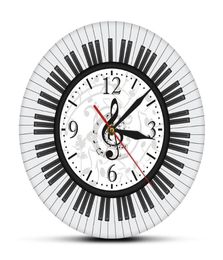 NOTES MUSICALES MUR NOIR ET BLANC WORTS MUSIC STUDIO Decor Pianist Gift Piano Clavier Treble Clef Art Clocks Modern Clocks8315829