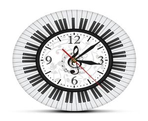 NOTES MUSICALES MUR NOIR ET BLANC WORTS MUSIC STUDIO Decor Pianist Gift Piano Clavier Treble Clef Art Clocks Modern Clocks8403797
