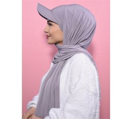 Musilm – Hijab en mousseline de soie pour femmes, avec casquette de Base, Sports d'été avec HIjabs, prêt à porter, Sport instantané, 220610gx5349121