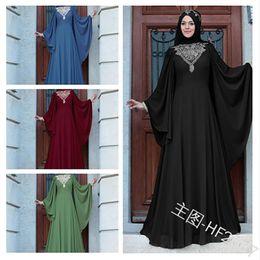 Musulman Abaya Dentelle Robe Cardigan Longue Robe Robes Kimono Jubah Ramadan Moyen-Orient Thobe Culte Service Islamique Prière Vêtements270i