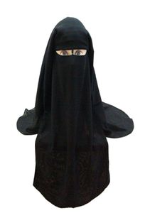 Pañuelo musulmán Bufanda islámica 3 capas Niqab Burqa Bonnet Hijab Cap Velo Headwear Cubierta facial negra Estilo Abaya Envoltura para la cabeza 22945020