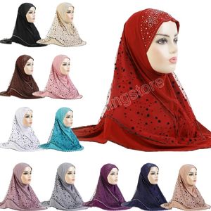 Moslim grote meisjes hijab met lagen hoogwaardige islamitische sjaal Arabische hoed vrouwen hoofdwrap ramadan bidden 70x60 cm