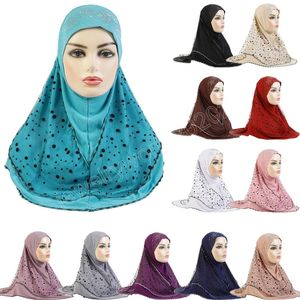 Moslim grote meisjes moslim hijab met kanten laag hoogwaardige islamitische sjaal hoed vrouwen hoofdwrap bidden hoeden