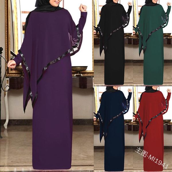 Mousseline de soie musulmane Abaya Kimono Hijab Robe Cape Arabe Dubai Femmes Africaines Pakistan Caftan Marocain Kaftan Qatar Vêtements Islamiques245K