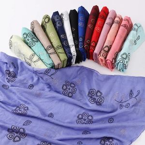 Musulman froissé coton imprimé Hijab islamique longue Pashmina doux paillettes Écharpe Foulard châles enveloppes Foulard Femme 180X90 CM