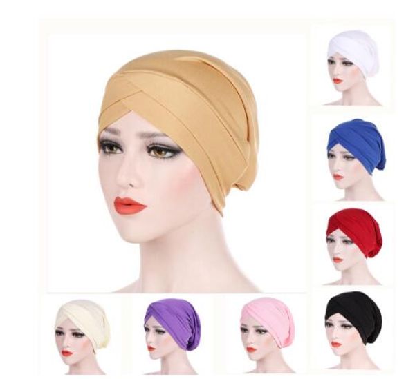 Musulman Croix Écharpe Intérieure Hijab Cap Islamique Tête Porter Chapeau Bandeau Turban Tête Écharpe Headwrap Femmes Musulman Hijab bandeau GB941