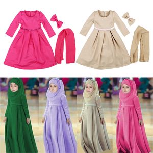 Moslim jurk + hoofdtooi hoofdband driedelige pak meisjes plus-size groep Midden-Oosten Hui Arabische jurk