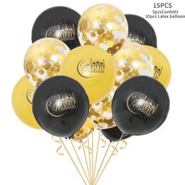 Moslim eid mubarak confetti ballon 12 inch latex partij decoratie mylar ballon 'letter ballon; Gouden folie ballonnen voor de islamitische party-decoraties van Moslims vele stijl