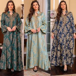 Moslim Avondjurk Jacquard Borduren Jurk Kralen Mode Kaftan Arabische Dubai Abaya Vestidos Musulmanes Bayan Bescheiden Jurk voor Vrouwen