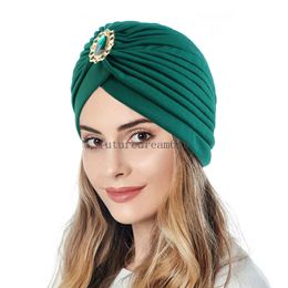 Mode musulmane femmes élastique alliage perceuse torsion noeud chapeau chimio casquette Cancer chapeau islamique Femme foulard indien chapeau bandeau Turban