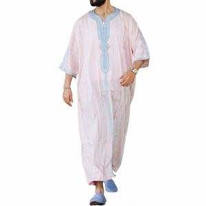 Musulman Fi Hommes Jubba Thobes Arabe Pakistan Dubaï Kaftan Abaya Robes Vêtements Islamiques Arabie Saoudite Noir Lg Blouse Dr Y6kc #