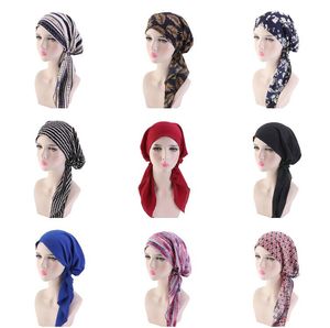 Pañuelo musulmán Sombrero Gorro de quimioterapia Accesorios para el cabello para mujeres Mujeres Chemo Headwear Turbantes Pelo largo Bufanda para la cabeza Envolturas para la cabeza Envío gratis