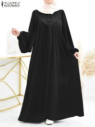 Robes de hijab musulman pour femmes Turquie Abaya Robe surdimensionné Zanzea Eid Mubarek Maxi Sundress Dubai Vestidos Kaftan Isamic Clothing 240508