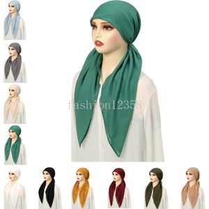 Moslim Hijab Tulband Pre-Gebonden Hoed Vrouwen Effen Kleur Lange Staart Motorkap Chemo Cap Haaruitval Hoofddoek Wrap mutsen Turbante Mujer