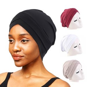 Hijab musulman Turban femmes casquette chimio perte de cheveux soins bonnets dames Cancer chapeaux chapeau doux couleur unie large bande élastique Bonnet