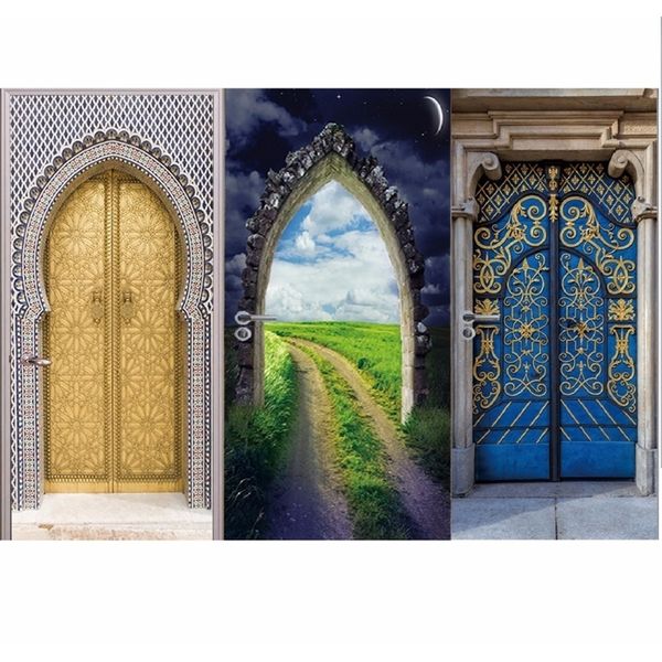Pegatinas de puerta de pared religiosa islámica musulmana, pegatinas de pared de salón para puerta, calcomanía de pared para el hogar 201201