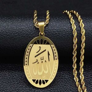 Moslim Islamitische Koran Allah Rvs Ketting voor Mannen Goud Kleur Arabische Islam Collier Sieraden collier homme N1208 L230704