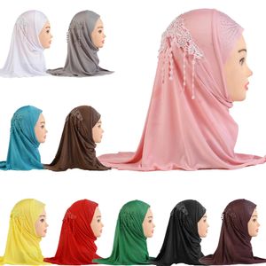 Enfants musulmans Hijab filles Ramadan une pièce Amira écharpe instantanée casquette islamique chapeau enfant tête enveloppement prière Turban châle foulard 2-6Y